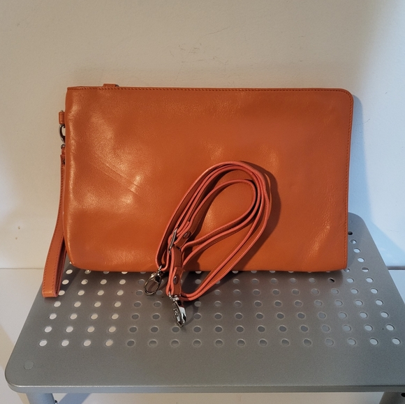 NWOT DANIER Orange Leather  Clutch/Wristlet/Crossbody - Picture 5 of 5